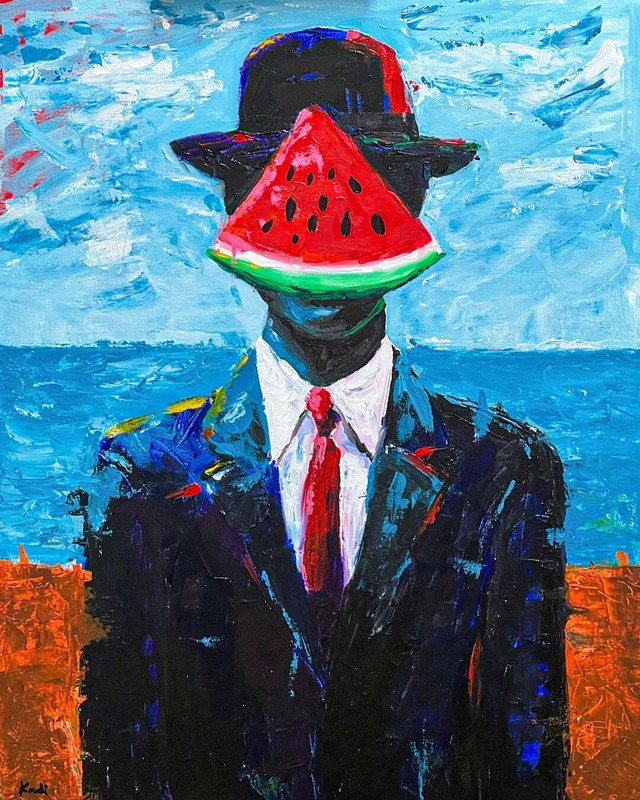 Original Palestine man Acrylic Painting on Canvas 20X24 inches Wall art