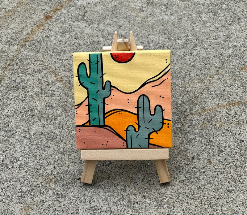Mini Acrylic Painting Original 3x3 inches Canvas gallery