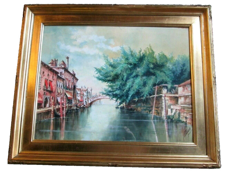 VENICE PAINTING DATED 1900 J. BONNER ARTIST IN FINE AMERICAN ARTS & CRAFTS FRAME