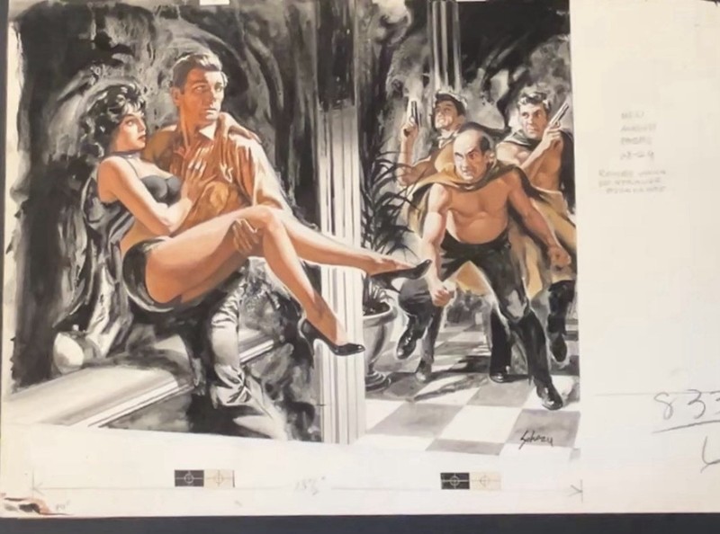 Vintage Pulp Original Art Illustration Stag Cover Harry Schaare 1960s Men Pin Up