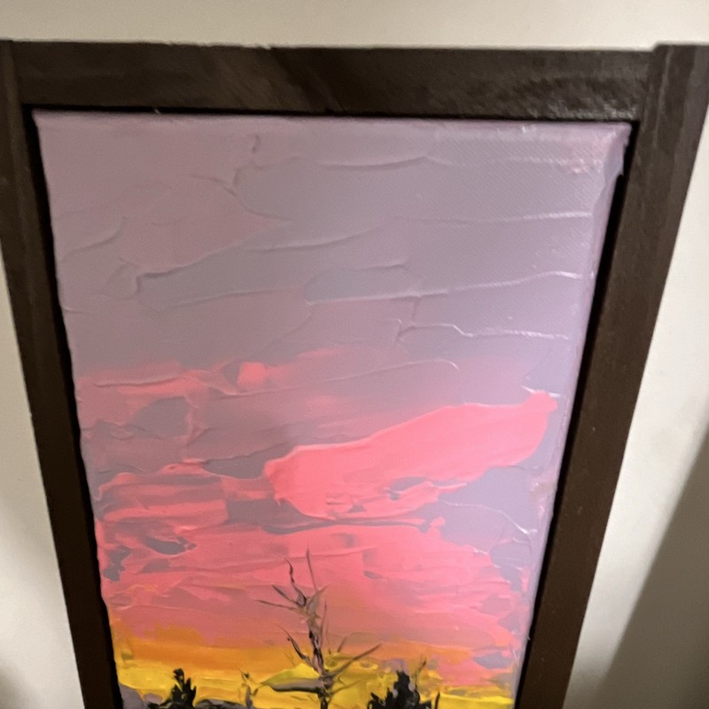 Original Abstract Sunset Landscape Painting Signed Framed 2021 gallery
