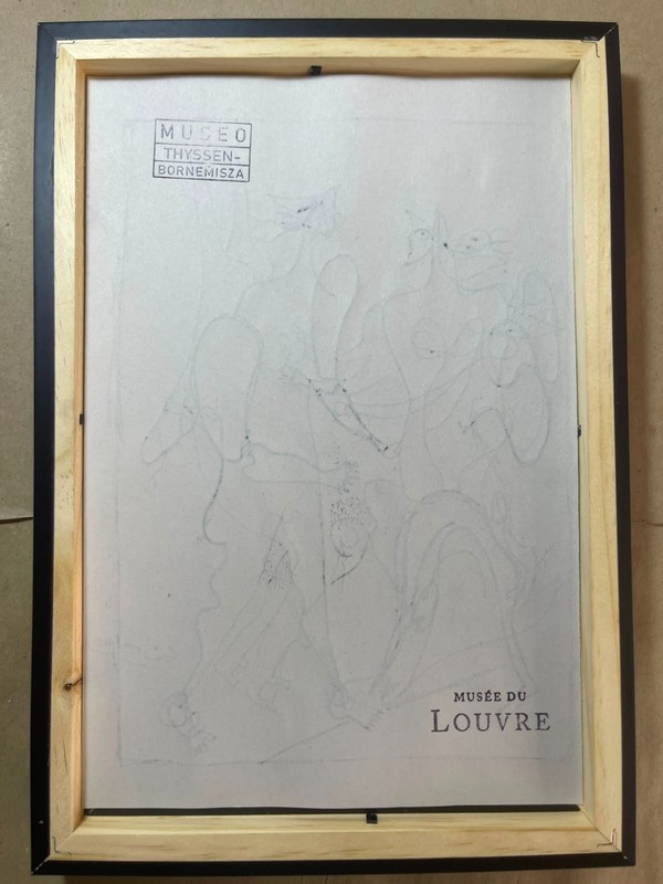 GEORGES BRAQUE drawing framed on sealed and signed wood gallery