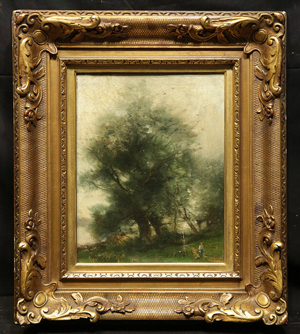 19th Century French Landscape Tree with a Figure Romanticism