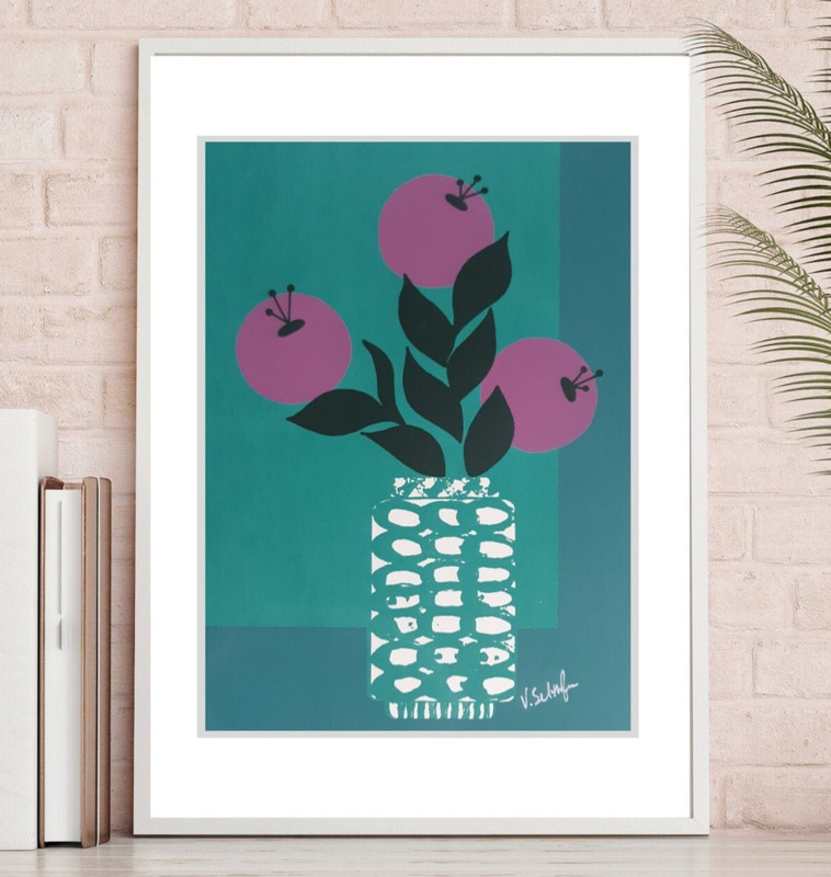 Floral Art Original Abstract Flower 8×10 Screenprint Modern Pop Art Minimalist