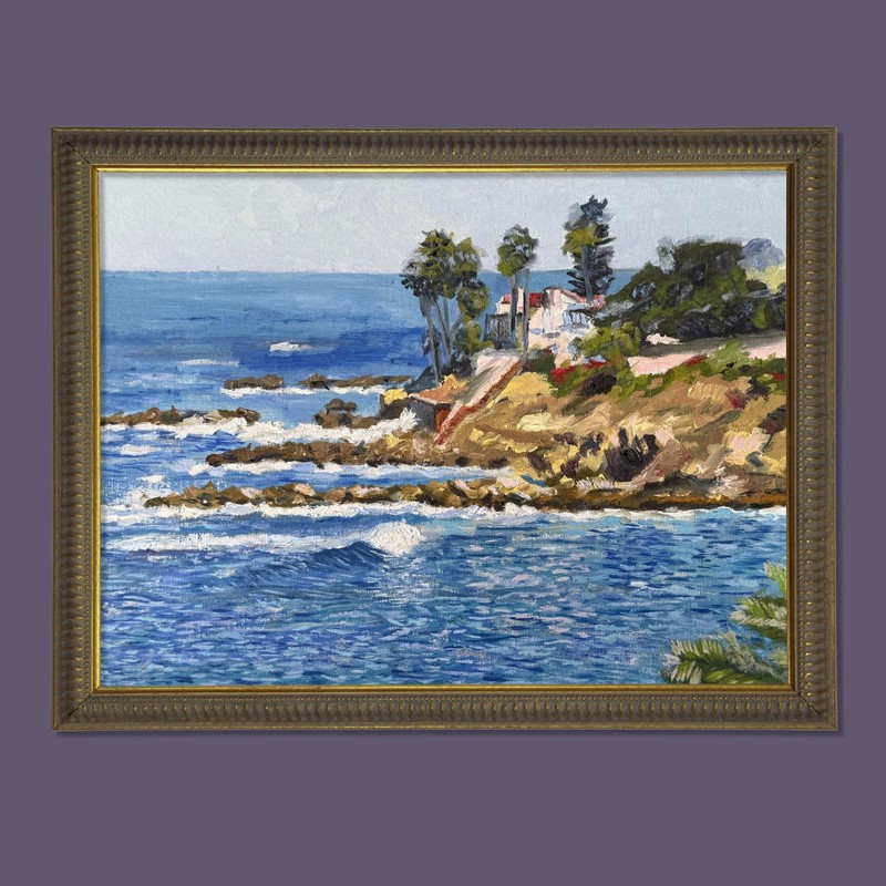 Original Oil Painting 12×16 California Coastal Cliffs Ocean Seascape Art