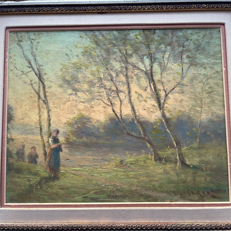 Antique Charles Clair Painting Landscape Impressionism France French Listed Oil gallery