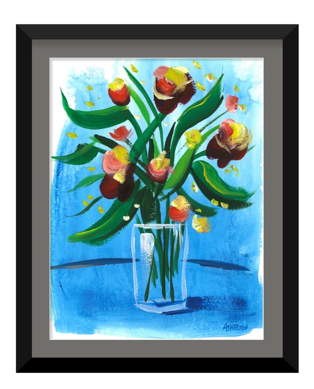 Atherton 9×12 Original Abstract Floral Mothers Day «Mother’s flowers 1» signed