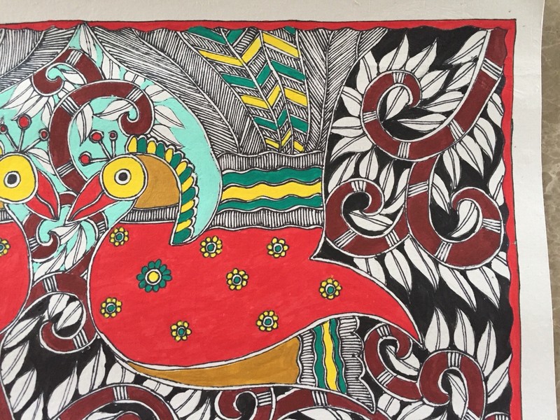 Bird/Peacock Madhubani Mithila handmade painting/home decor/housewarming gift gallery