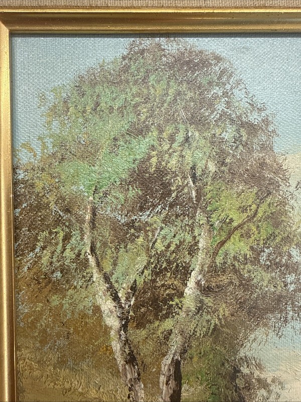 H.WEHLER ORIGINAL OIL ON CANVAS TREE LANDSCAPE PAINTING 14x12 Frame gallery