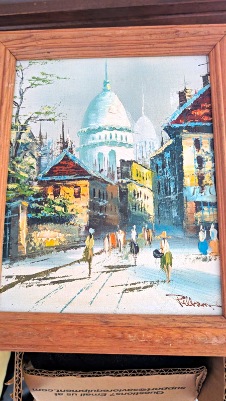 Pellum Signed Framed Impressionist Street Scene of Sacre-Coeur MontmarteCanvas