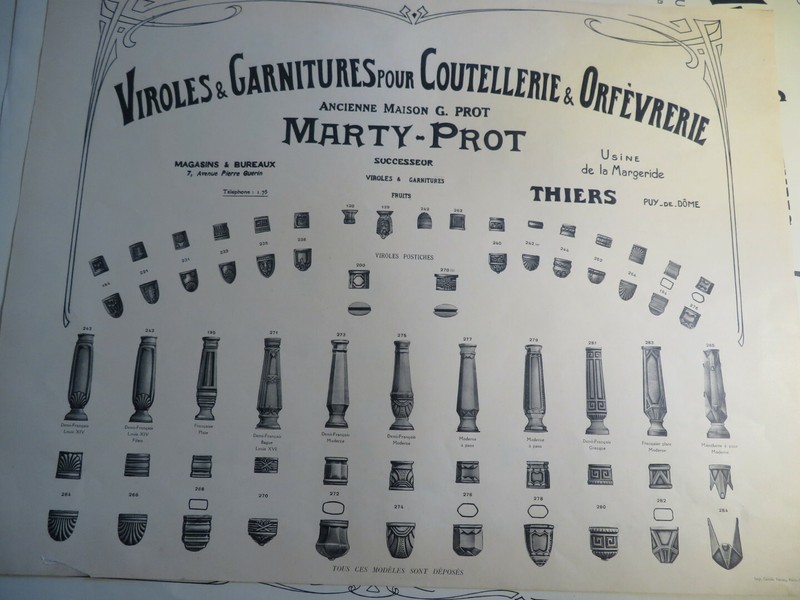 CUTLERY POSTER GOLDSMITH KNIVES THIERS AUVERGNE MARTY PROT ART DECO 1925