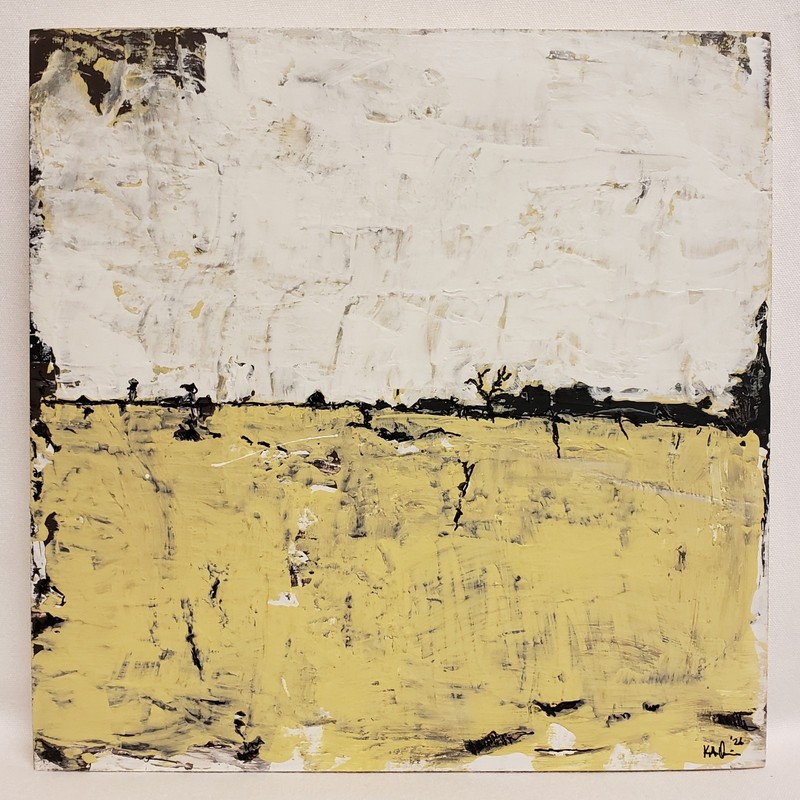 No.674 Original Abstract Minimal Landscape Painting On Cradled Pine By K.ADavis