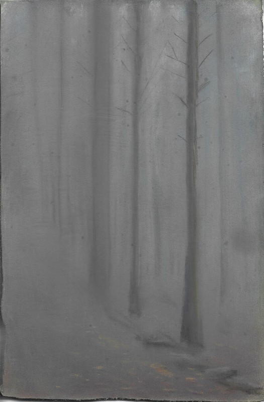 1913 Pastel Forest with Mist Mont Ste-Odile Alsace Léon JULLIOT de LA MORANDIÈRE