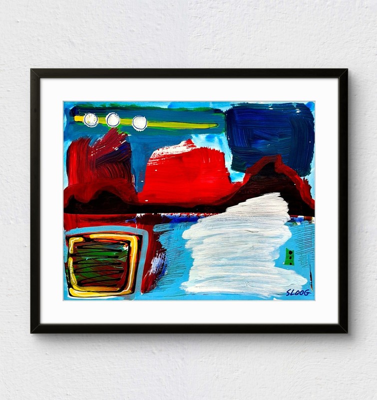 Sloog Original Art Abstract Expressionism Painting on Paper 11×14 3 Dots