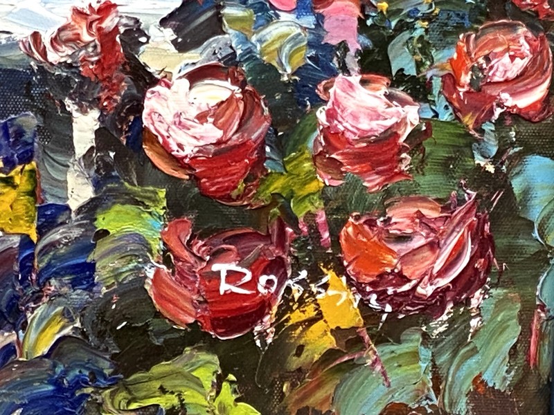 Contemp. Large Original Textured O/C "Italian Riviera" Signed Rossini, 24"x36"! gallery