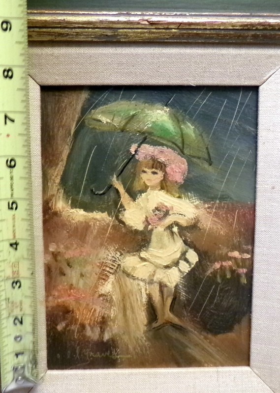 Signed O E L GRAVES Oil Painting Young Girl Title APRIL Framed Calif Artist