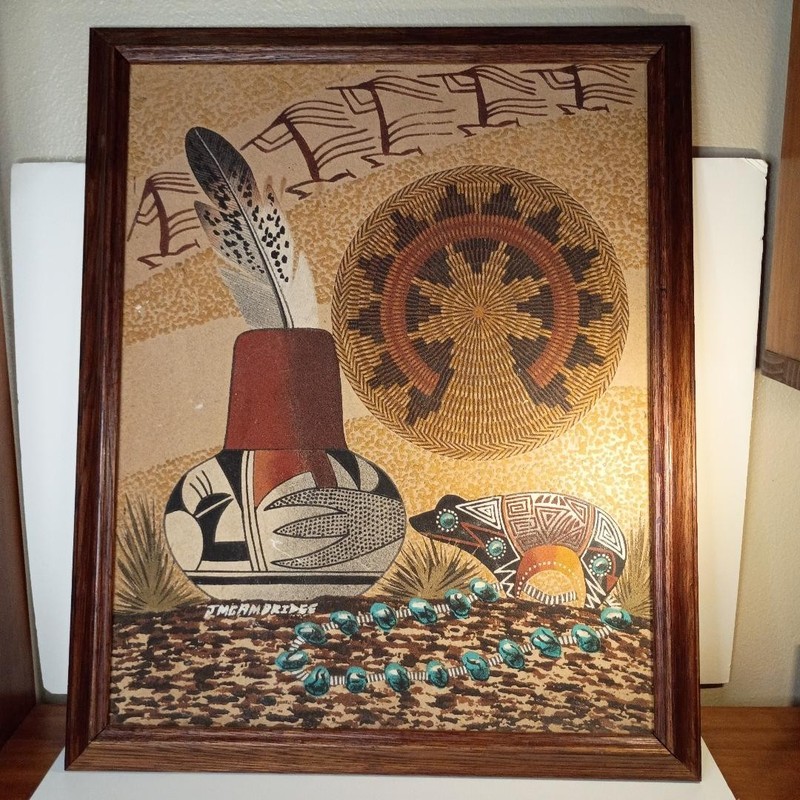 James M. Cambridge (b. 1954) Native American Navajo Sand Painting 20X16