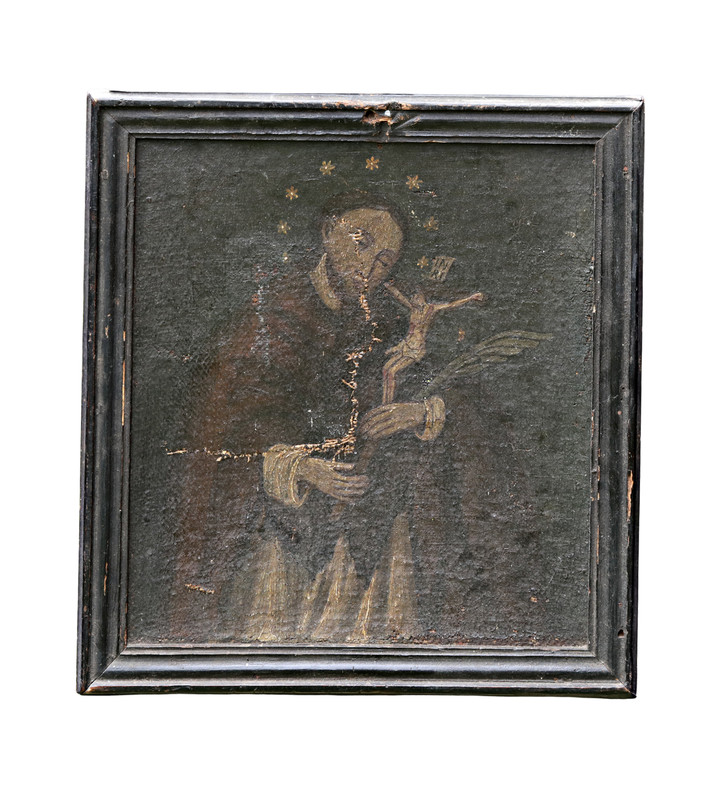 Baroque Religious Painting – Saint With Cross – Oil on Canvas – 18. C. –