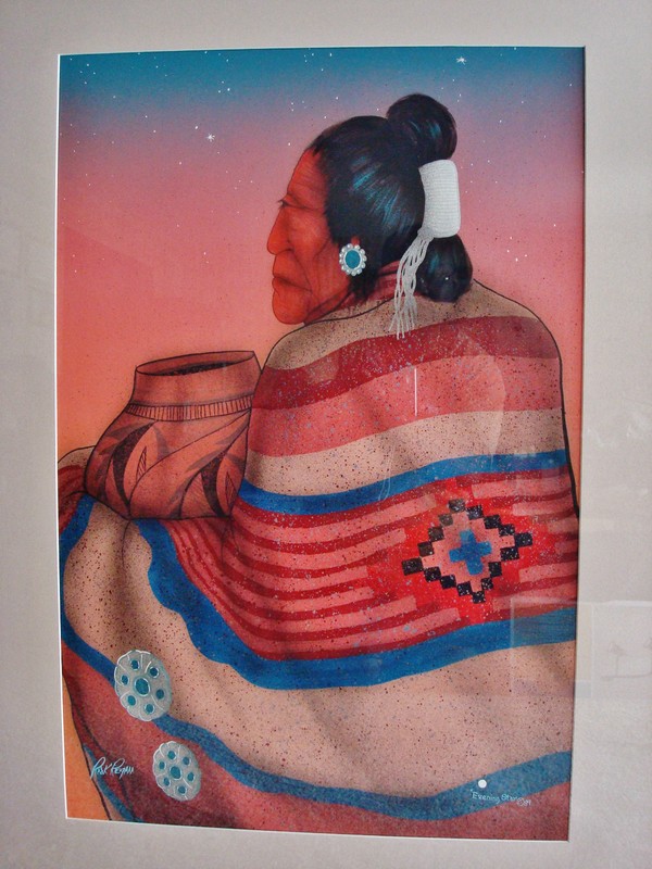 Very LARGE Native American Rick Regan Orig. 1989 Acrylic Painting – EVENING STAR