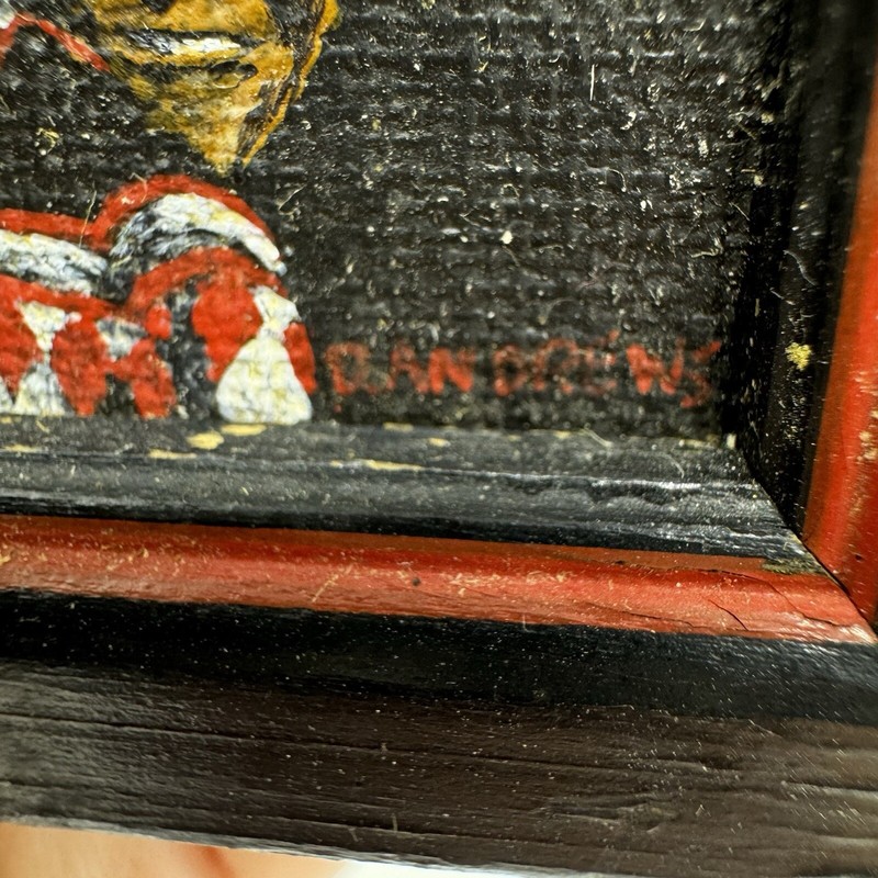 Mini Framed Painting Man In Hat W/ Guitar 1973 Signed Scottsdale Arizona 2 1/8” gallery