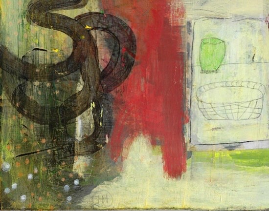 Original Abstract 12x12 Acrylic Painting on Wood Panel, Pie Safe, Holly Hammond gallery