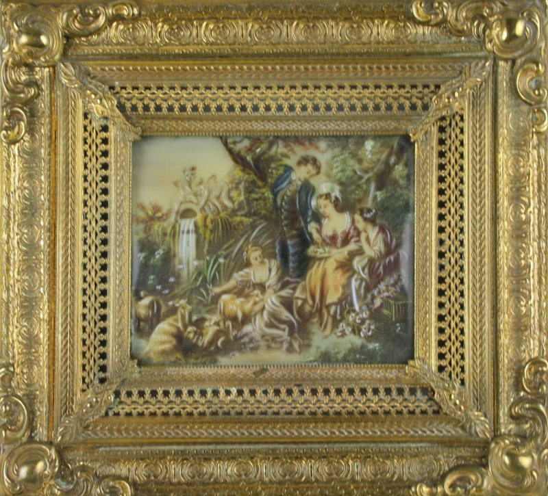 YOUNG PEOPLE IN THE RIVER. MINIATURE. NICE FRAMEWORK. 19TH – 20TH CENTURY