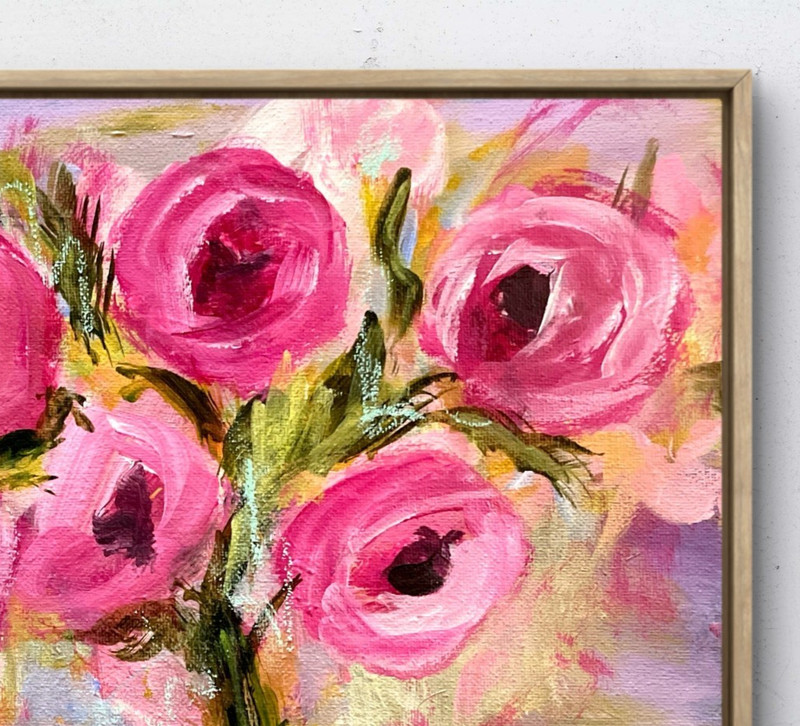 Mary Myers Original Abstract Expressionism 12x12 Floral Signed Fine Art gallery