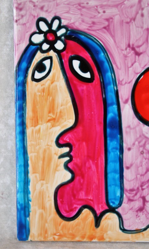 Jose Rodriguez Fuster Original Tile Painting Cuban Ceramic Artist Signed 8 x 8 gallery