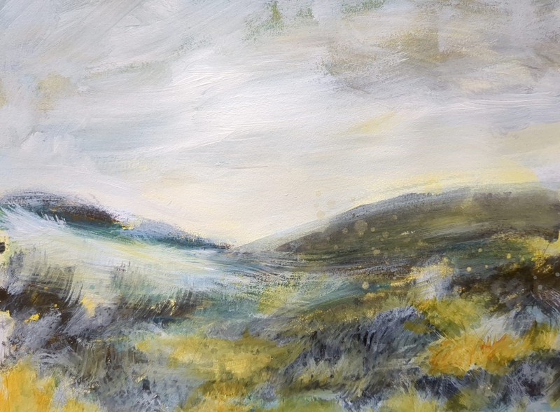 ORIGINAL acrylic expressive landscape Painting Kunze paper OOAK 8×10″