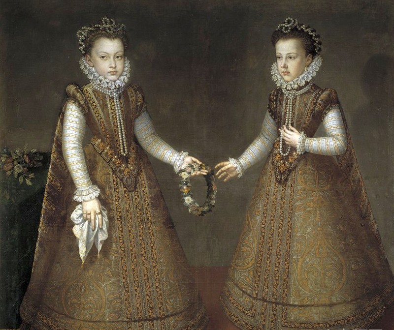Oil Alonso Sanchez Coello The Infantas Isabel Clara Eugenia and Catalina Micaela