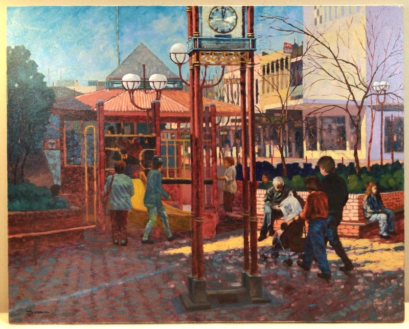 Artist Nobel 1994 Street Scene Acrylic Painting On Canvas