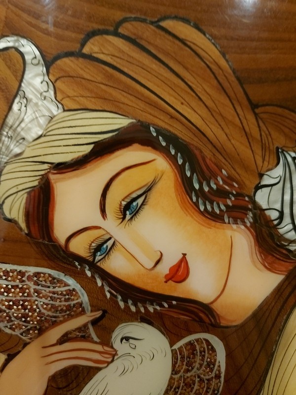 RARE PERSIAN MINIATURE PAINTING ON A VENEERED & INLAID BOARD BY MAJID MOUSAVI gallery