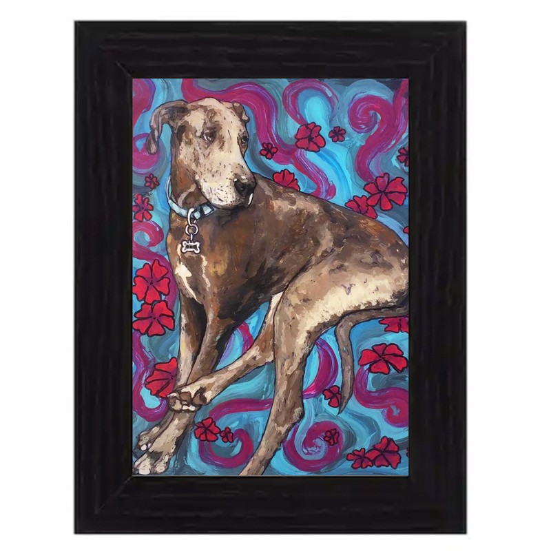 CUSTOM Made to Order 5 x 7 Framed Painted Pet Portrait Reverse-Painted on Glass gallery