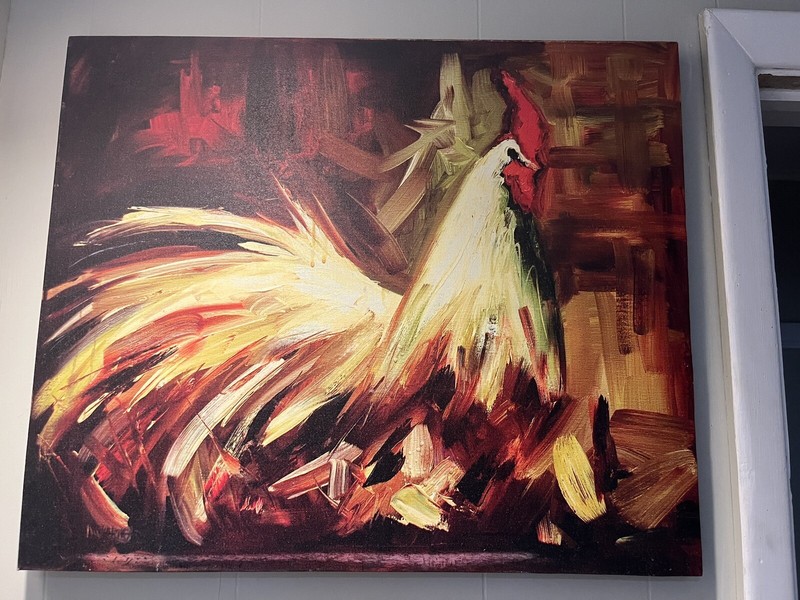 Original Painting on Wrapped Canvas Colorful Rooster Image Size 12″ by 16″