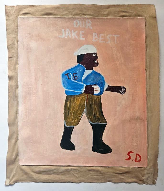 Sam Doyle Signed Folk Art Painting on Canvas - African American Southern Art gallery