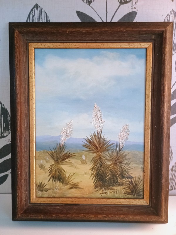 Original Oil on Board Desert Scene Signed George Shirley Texas 15x12" RTH gallery