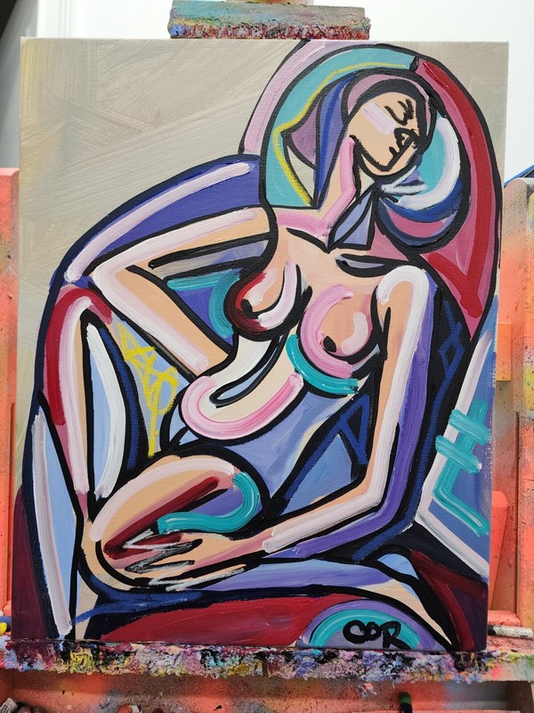 CORBELLIC EXPRESSIONISM 16X20 FIGURATIVE CURVED FINE ART HOME INTERIOR DESIGN gallery