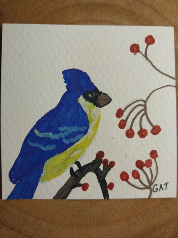 G.A.Titan Acrylic Painting IMPRESSIONISM Blue Bird artwork Home Decor