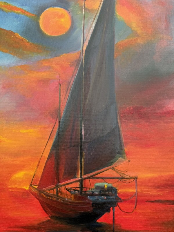 Original painting oil, 16x20 inch, Nautical landscape, Wall Art Decor, Home gift gallery