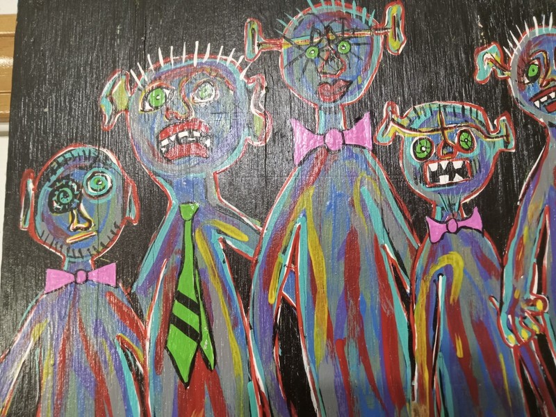 Original Acrylic On Scrap Wood Folk Expressionist Original Painting gallery