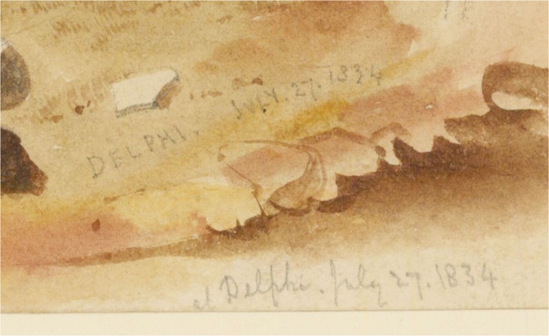 Attrib. Thomas Hartley Cromek (1809-1873) - 1834 Watercolour, Delphi, Greece gallery