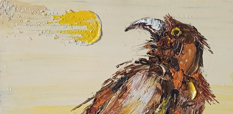 Raven Birds Impasto Painting Original Art Impression Oil Painting 7.8 x 7.8 in gallery