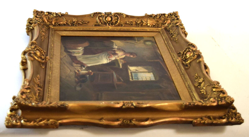 Finely Framed Signed Realistic Oil Painting by Alexander Austen Mother Child Dog gallery