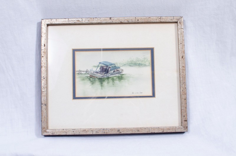 Vintage Original Watercolor «Sea Escape» Signed 8 1/2″x10 1/2″