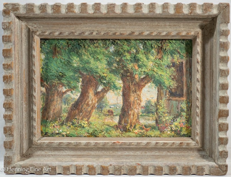 Stunning Frederick Rash Impressionist Oil Painting Three Oaks Country Landscape