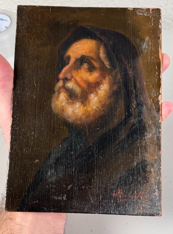 Antique Luca Giordano Oil Painting Saint San Francesco Paola Italian 19th C.