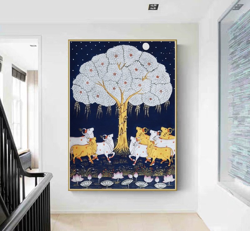 Cow Pichwai Painting Traditional Indian Pichwai Painting, Home decor Art