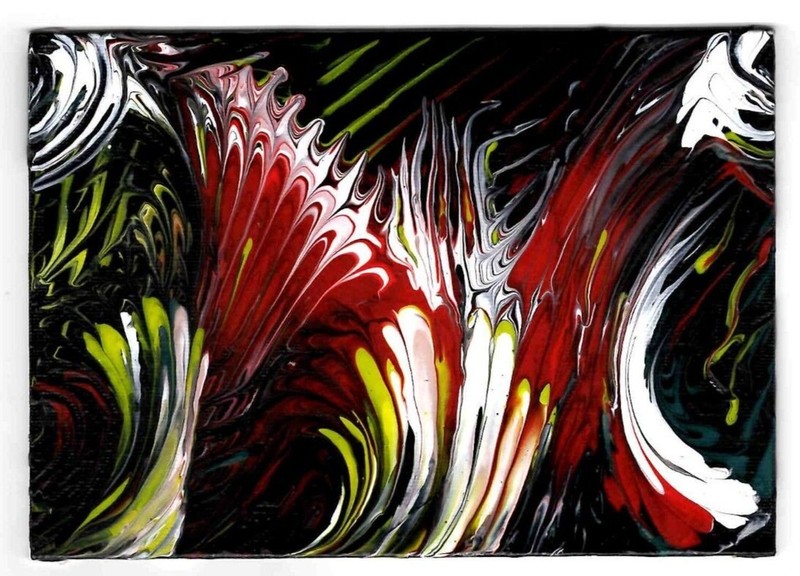 «GAMBLERS FALL» Acrylic Pour Painting on 5 X 7 Canvas Panel. Signed by Eric Fish