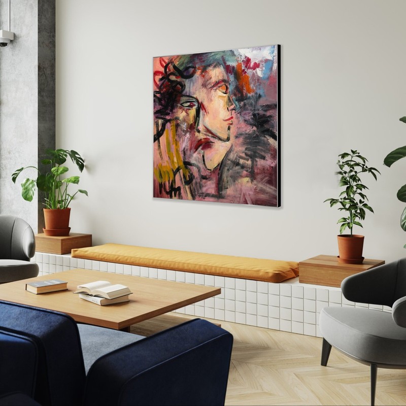 Large Abstract Expressionist Portrait Vibrant Acrylic Figurative Painting Modern gallery