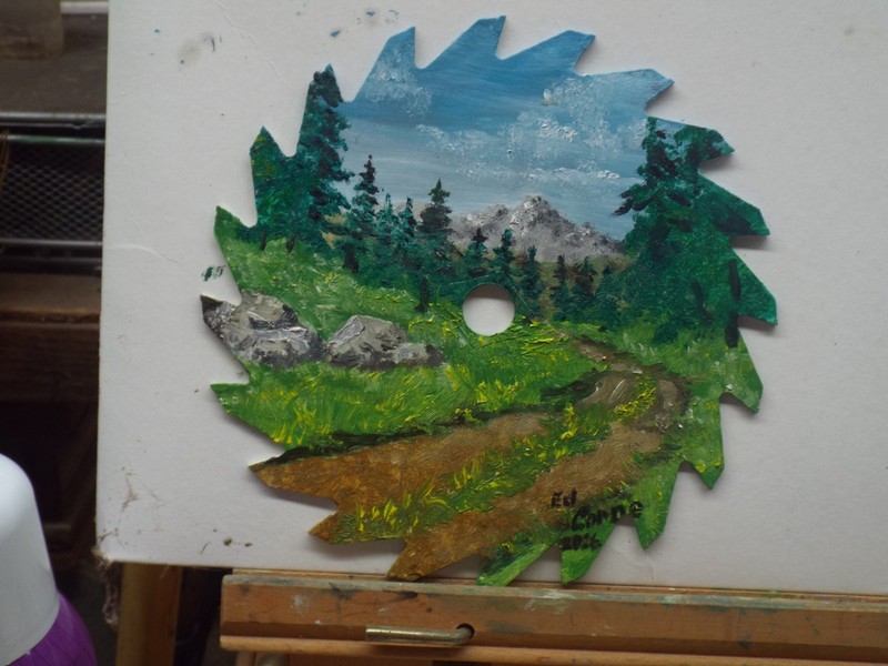 7″ OIL PAINTED SAW BLADE — PAINTED BY ED CORNE